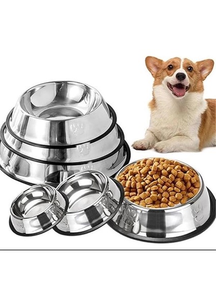 Kaymaz Taban Paslanmaz Çelik Mama ve Su Kabı (18 Cm)