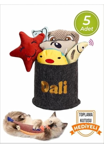 Kediler Için Yumuşak Peluş ve Kumaş Oyuncaklar, Set Halinde Içerisinde Ses ve Kedi Naneli, Stres