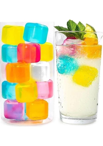 24 Adet Su Dolu Renkli Buz Küpleri Kokteyl Meşrubat Çok Amaçlı Buz Buzluk Küpler Renkli fiyatları