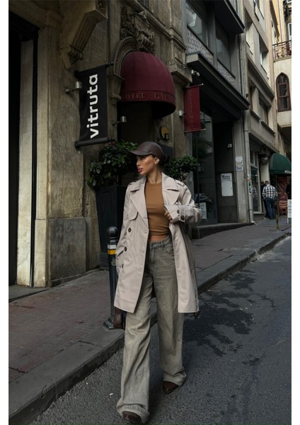 Trench Kısa Şanel Boy - Taş