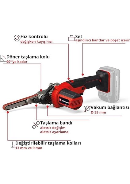Akülü Bant Eğe Te-Bf 18 Li-Solo Power X-Change (18 V, 1.700 M/dk Hıza Kadar, 9 mm ve 13 mm modelleri