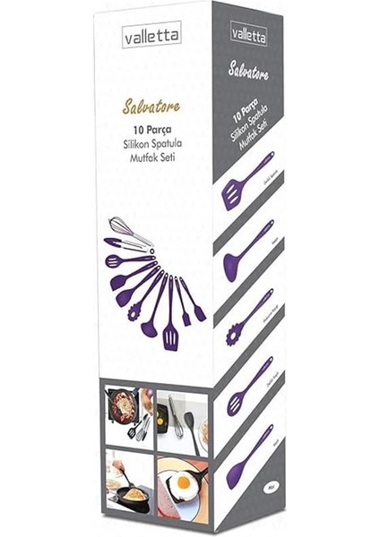 Salvatore 10 Parça Mor Isıya Dayanıklı Yanmaz Yapışmaz Silikon Spatula Seti - VLT1156 indirimleri