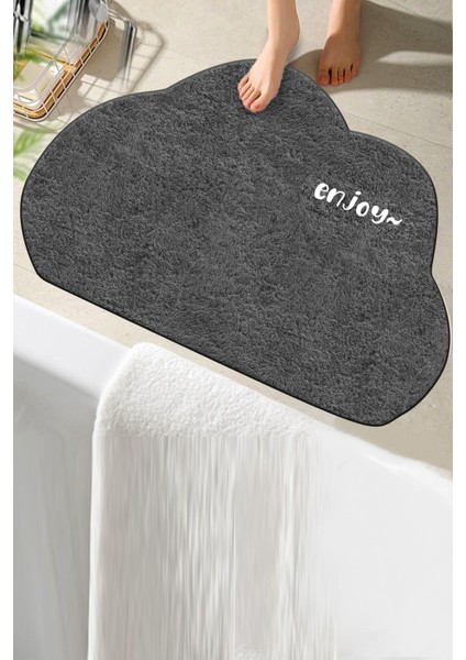 Yıkanabilir Kaymaz Banyo Paspası, Bulut Desenli, Tek Parça, 60X100 cm