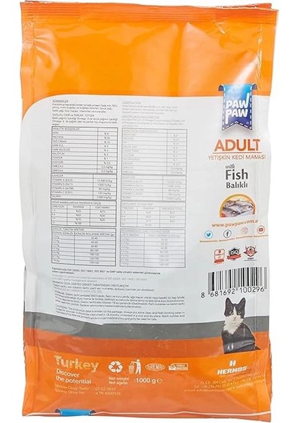 Yetişkin Kedi Maması Balıklı 1 kg fiyatları