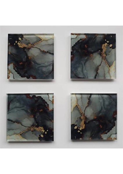 4'lü Takım | Cam Bardak Altlığı | 10CM x 10CM | (Stark Mermer) fiyatları