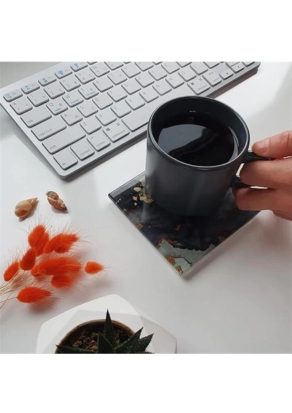 4'lü Takım | Cam Bardak Altlığı | 10CM x 10CM | (Stark Mermer) fırsatları