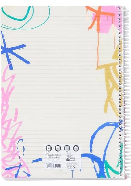 Faber-Castell Grafiti Spiralli Defter, A4, 120 Yaprak, 70G Kağıt, Çizgili, 500 Mikron Pp Kapak, Pet fiyatları