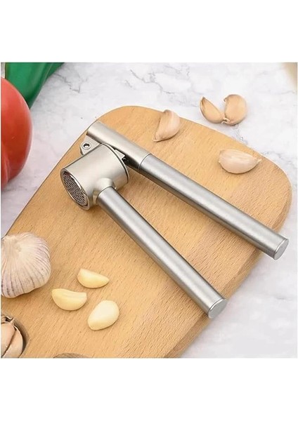 Hazneli Paslanmaz Sarmısak Ezici - Yuvarlak Sarımsak Ezici Pres