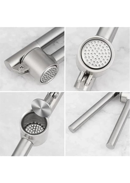 Hazneli Paslanmaz Sarmısak Ezici - Yuvarlak Sarımsak Ezici Pres