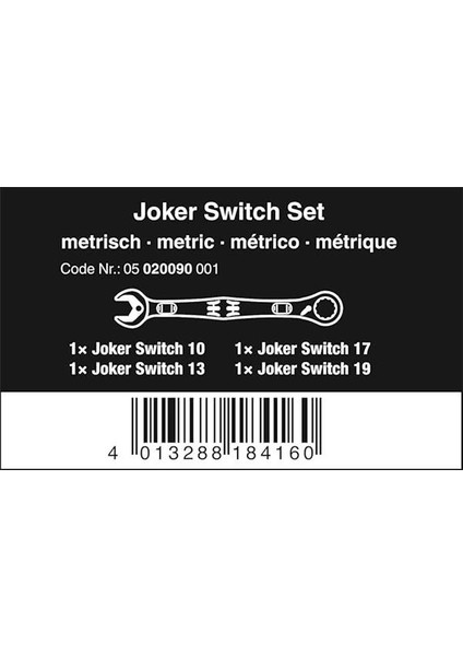 05020090001 6001 Joker Switch 4 Set 1, Kombine Cırcır Anahtar Seti, Metrik, 4 Parça fiyatları