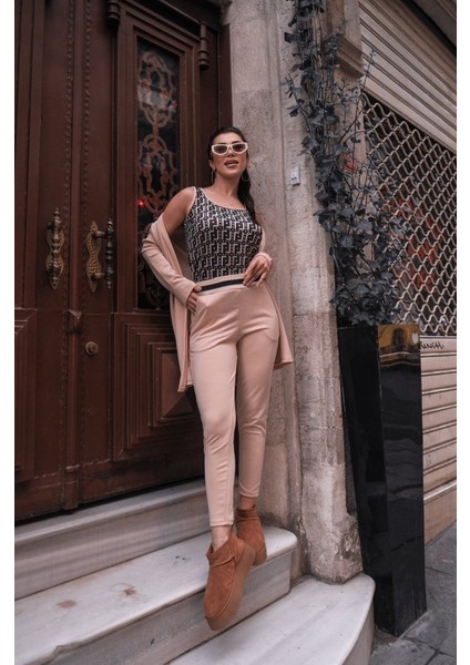 Kadın Uzun Kollu Krep Üçlü Takım