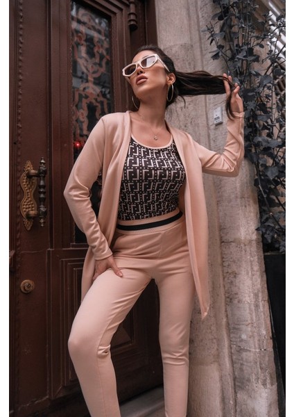 Kadın Uzun Kollu Krep Üçlü Takım