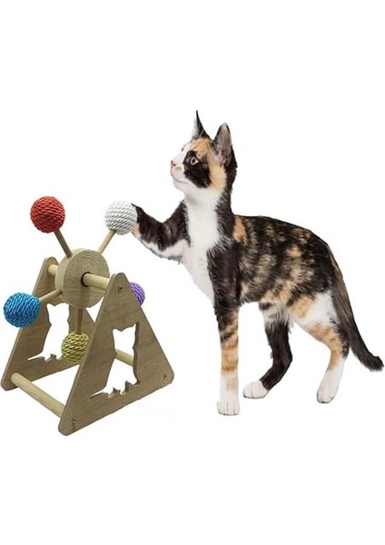 Ahşap 5 Renkli Toplu Kedi Oyuncağı