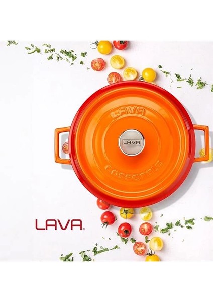 Döküm Çok Amaçlı Yayvan Tencere 28 cm Turuncu - Lv Y St 28 K2