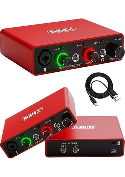Midex Midi Paket-1 Stüdyo Ekipmanları Seti Ses Kartı Midi Klavye Mikrofon Kulaklık modelleri