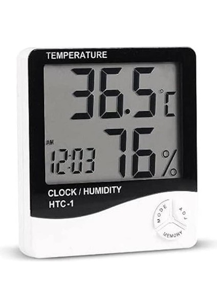 Htc-1 Dijital Termometre Sıcaklık ve Nem Ölçer Higrometre Masa Alarm