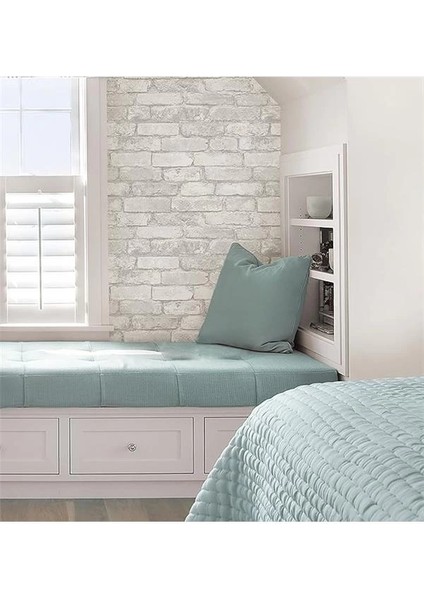 Nuwallpaper "gri ve Beyaz Tuğla" Soyup Yapıştır Duvar Kağıdı fırsatları