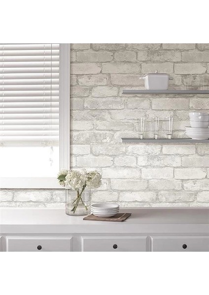 Nuwallpaper "gri ve Beyaz Tuğla" Soyup Yapıştır Duvar Kağıdı indirimleri