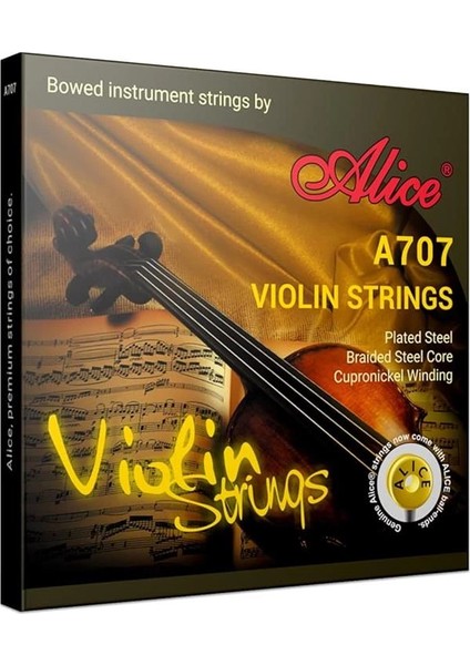 A707 Keman Teli Seti, Kaplama Çelik Düz Tel, Örgülü Çelik Çekirdek, Al-Mg ve Bakır Nikel Sargı