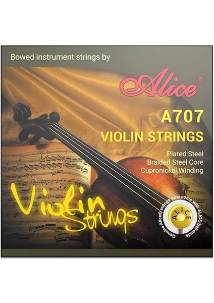 A707 Keman Teli Seti, Kaplama Çelik Düz Tel, Örgülü Çelik Çekirdek, Al-Mg ve Bakır Nikel Sargı