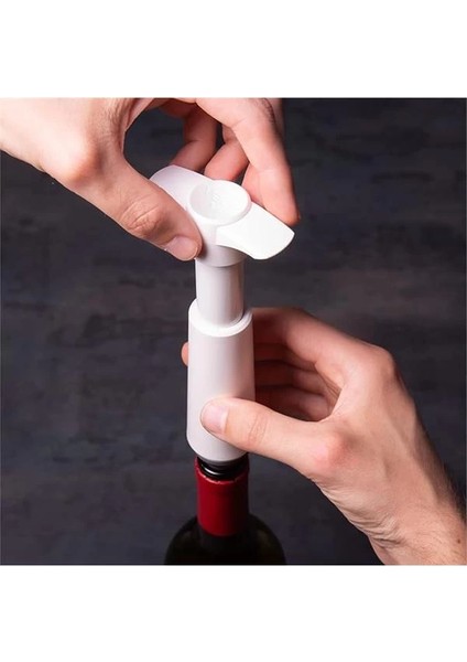 Şarap Vakum Seti - 1 Pompa 1 Tıpa / Beyaz