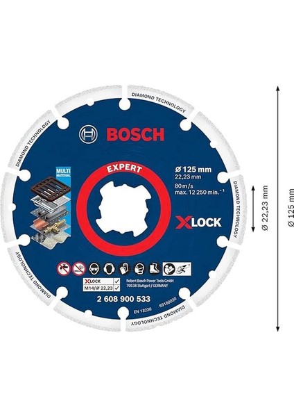 Professional 1x Expert Diamond Metal Wheel X-Lock Kesme Diski 125 mm (Dökme Demir, Paslanmaz modelleri