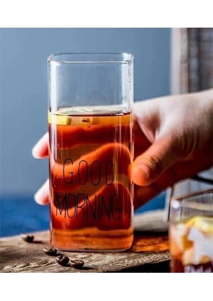 Dikdörtgen Içecek Bardağı, Isıya Dayanıklı Dikdörtgen Cam Bardak, Good Morning Cam Bardak 2 modelleri