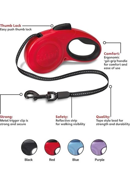 Halti Katlanabilir Kurşun (10'), Küçük, Kırmızı