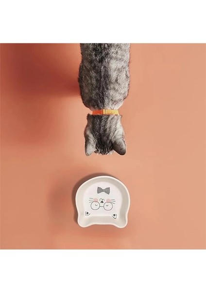 Seramik Kedi Şeklinde Ödül Kabı | Sevimli Evcil Hayvan Mama Kabı | 200 ml Kapasiteli, Yavru Kediler