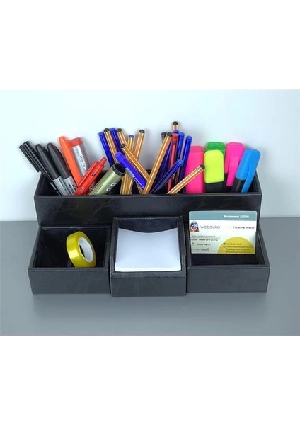 10 Parça Deri Sümen Takımı - Ofis Masaüstü Organizer Set - Ofis Masa Düzenleyici, Magazinlik