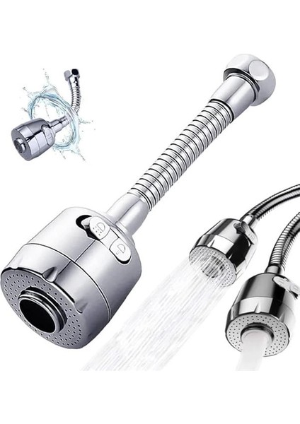 ® 360° Döner Esnek Mutfak Musluk Başlığı - Su Tasarruflu 2 Fonksiyonlu Sprey Başlık