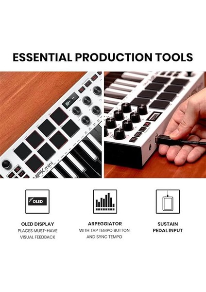 Mpk Mini Mk3 - USB Mıdı Klavye Controller, 25 Mini Tuş, Arkadan Aydınlatmalı 8 indirimleri