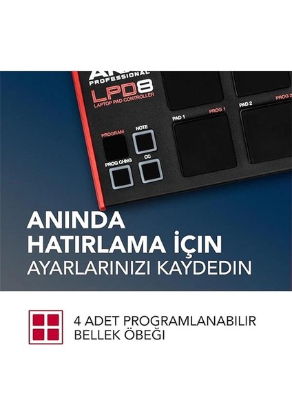 Lpd8 - USB Mıdı Controller Mac ve Pc Için Duyarlı 8 Mpc Bateri Pedi, Atanabilir 8 fırsatları
