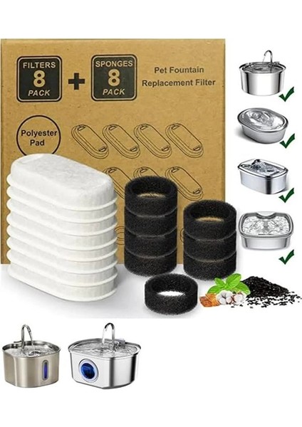 Paslanmaz Çelik Su Pınarı Için Aktif Karbon Yedek Filtre 8 Adet fiyatları