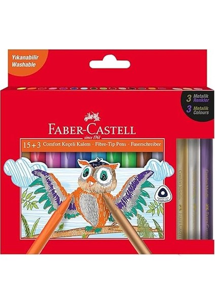 Faber-Castell Comfort Keçeli Kalem, 15 + 3 Metalik modelleri
