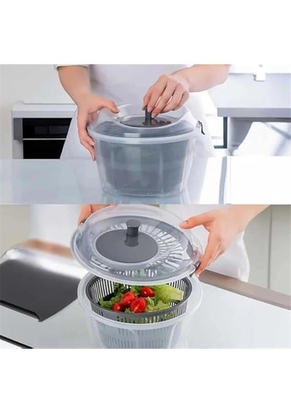 Smartizi Pratik Salata Kurutucu, Sebze Yeşillik Marul Yıkama ve Kurutma Kabı Leğen Şeklinde indirimleri