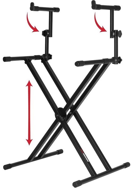 GFW-KEY-5100X | Çift Katlı x Tarzı Klavye Standı (Ana Yükleme Kapasitesi: 79,4 kg |