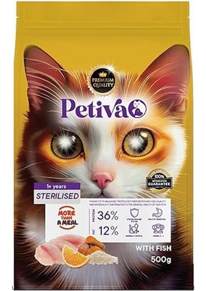 Kısırlaştırılmış Yetişkin Kediler Için Balık Etli Kuru Kedi Maması (500 Gram, Balık)