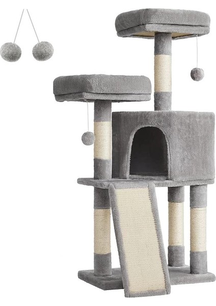 PCT141W01 Kedi Tırmalama Ağacı, Kedi Için, Yumuşak Pelüş, 115 Cm, Tamamen Sisal Sarılı