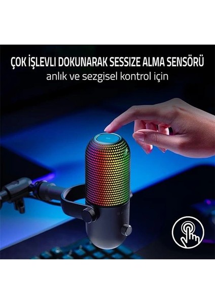 Seiren V3 Chroma - Dokunarak Sessize Alma Özellikli Rgb USB Mikrofon (Yayın ve Oyun Reaktif modelleri