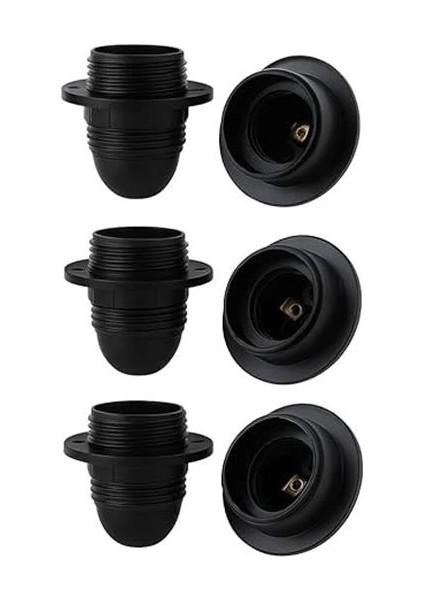 3 Adet E27 Siyah Italyan Avize Abajur Duyu | Vidalı Bakalit Ampul Duyu | Standart E27 Duy | Avize indirimleri