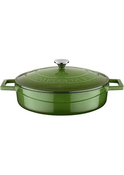 Metal Döküm Çok Amaçlı Yayvan Tencere, Trendy, 24 Cm, 2.47 L, Yeşil