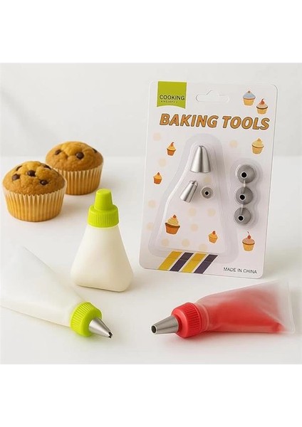 Vios Store Krema Sıkma Torbası Seti (9 Çelik Uç + 100'LÜ Renkli Muffin Kağıdı) – Pasta Süsleme ve
