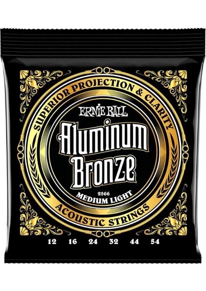 Orta Hafif Alüminyum Bronz Akustik Gitar Telleri, Ölçü 12-54