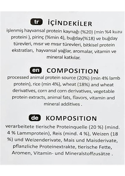 Yetişkin Köpek - Kuzulu&pirinçli Kuru Mama 15 kg fırsatları
