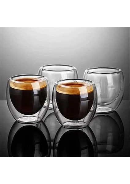 Çift Katmanlı 2'li Espresso Cam Bardak Seti 80 ml