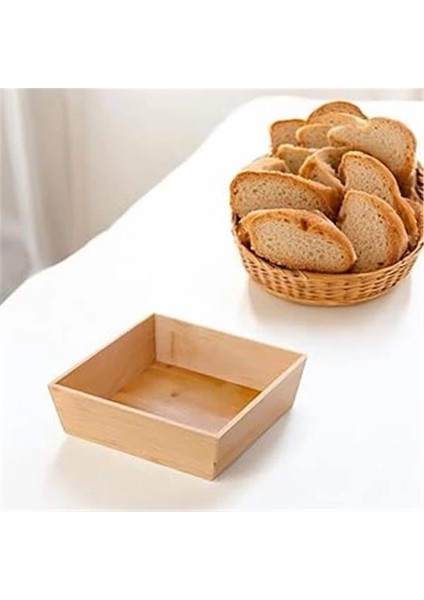 Bambu Lüx Kare Orta Boy Ekmeklik-Meyvelik 19CM, Bambu Ekmeklik Kare Orta Boy 19CM