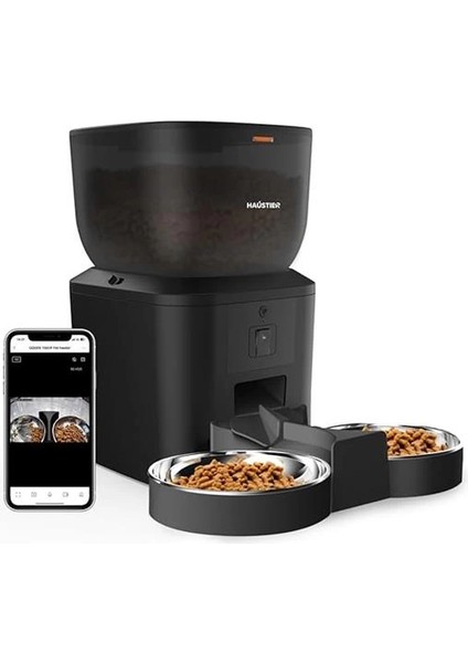 QQ025-DUAL Kameralı Akıllı Kedi Köpek Otomatik Mama Kabı, App Uzaktan Kontrol, Sesle