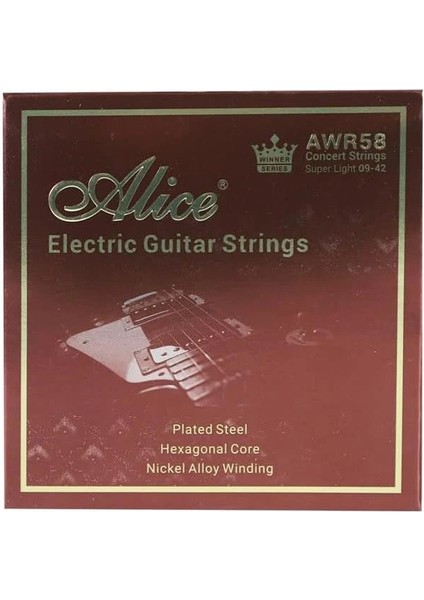Alıce Kazanan Serisi AWR58SL(009-042) Süper Hafif Konser Dizeleri Elektro Gitar Dizeleri Seti 6