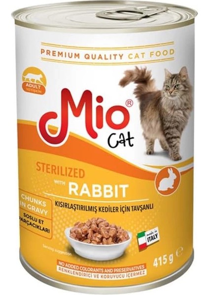 415 gr Kedi Yaş Mama, Sterilize/tavşanlı x 24 Adet